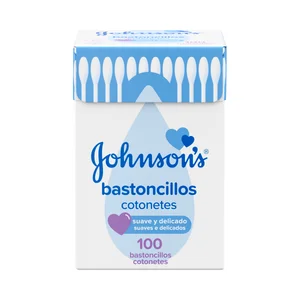 JOHNSON´S Baby Bastoncillos para bebé, niños y adultos de papel con extremos de algodón 100% puro 100 uds.