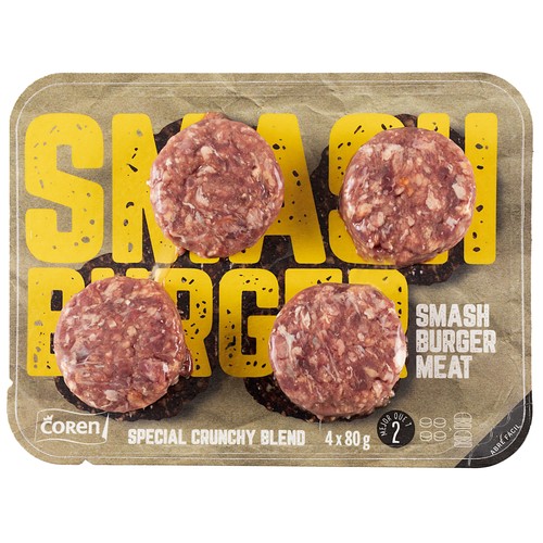 COREN Burger meat smash de vacuno 4 x 80 g.