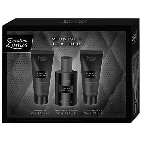 CREATION LAMIS Midnight leather Estuche para hombre con colonia, gel y after shave.