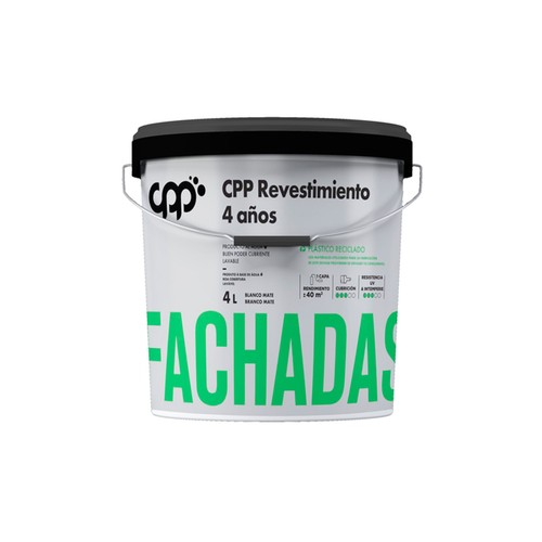 Pintura acrílica FACHADAS mate al agua. Color: Blanco, 4 L. CPP.