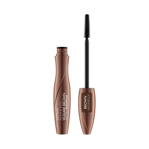 CATRICE Glam & doll tono marrón Máscara de pestañas voluminizadora, resistente al agua.