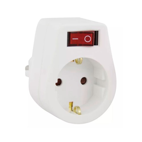 Adaptador frontal 1 toma blanco con interruptor. EMOS