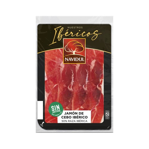 Jamón de cebo ibérico (50% raza ibérica) cortado en lonchas con separador NAVIDUL 110 g.
