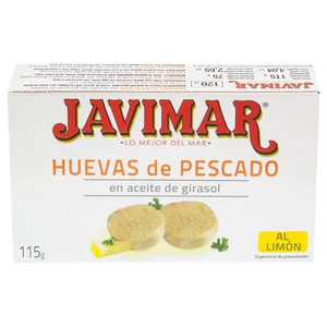 Huevas de pesacado en aceite de girasol, al limón, 120 g.