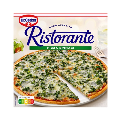 DR. OETKER Pizza de masa fina y crujiente cubierta con tomate, espinacas y queso Ristorante 390 g.
