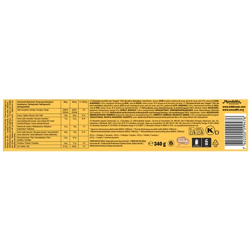 TOBLERONE Chocolatina de chocolate con leche 340 gr.