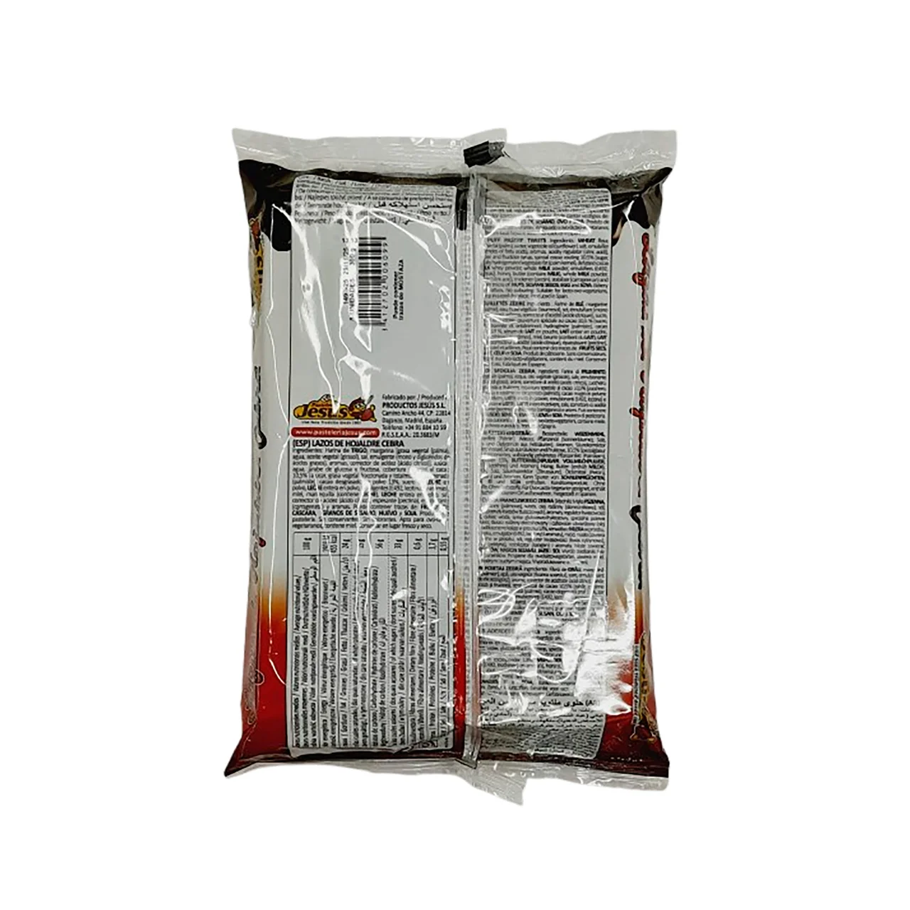 Lazos de hojaldre cebra 300 g.
