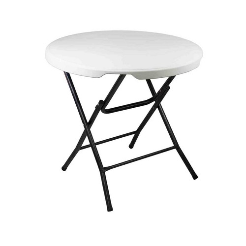 Mesa resina redonda plegable de 80x74cm GARDIUN color blanco.