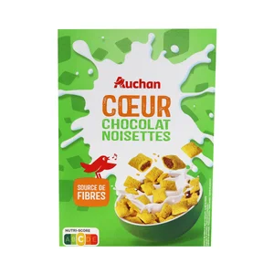 PRODUCTO ALCAMPO Cereales rellenos de chocolate y avellana 400 g.