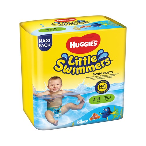 HUGGIES Pañales bañador unisex (bañador desechable) talla 3 - 4, para niños de 7 a 15 kilos HUGGIES Little swimmers 20 uds.