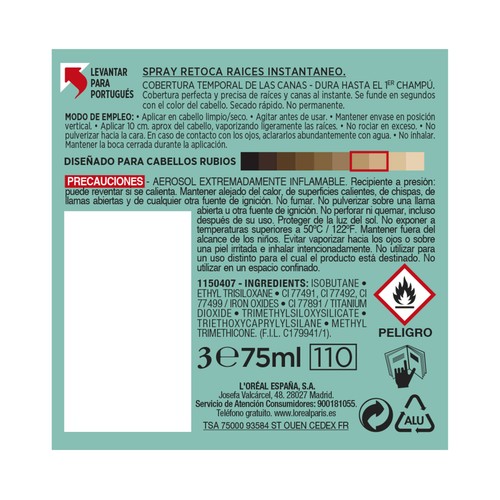 L´ORÉAL PARIS Magic retouch tono 4 Rubio Spray retocador de raices con cobertura temporal e instantánea de las canas.