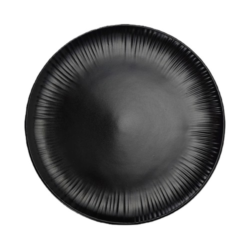 Vajilla 12 piezas de porcelana, relieve negro, ACTUEL