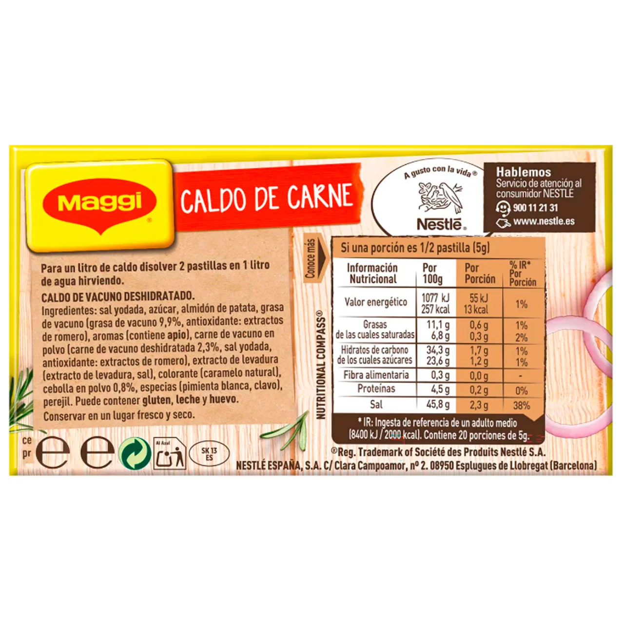 Pastillas de caldo de carne 8 ud. 110 g.