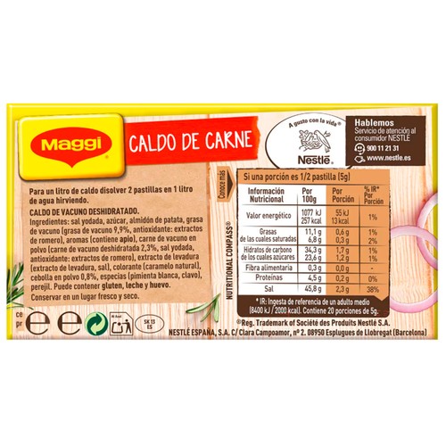 MAGGI Pastillas de caldo de carne 8 ud. 110 g.