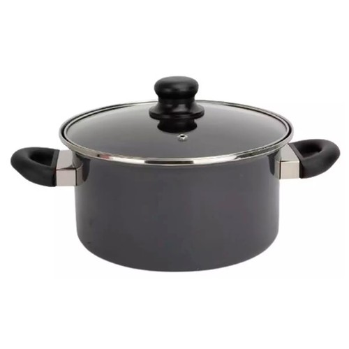 Cacerola de acero esmaltado de 28cm con tapa de vidrio, interior antiadherente, apta para inducción, serie Gevi 6 ACTUEL.