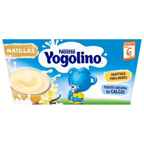 YOGOLINO de Nestlé Natillas con sabor a vainilla, adaptadas para bebés a partir de 6 meses 4 x 100 g.