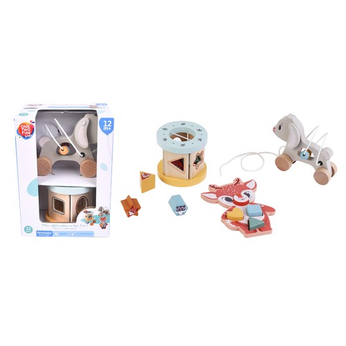 Playset encajable de madera, +12 meses, ONE TWO FUN.