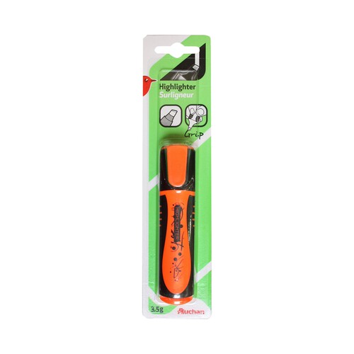 Marcador fluorescente de grip suave, punta biselada y tinta de color naranja PRODUCTO ALCAMPO.
