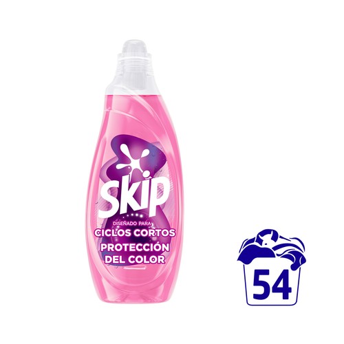 SKIP Detergente líquido protección del color, eficacia express, especial ciclos cortos 54 lavados.