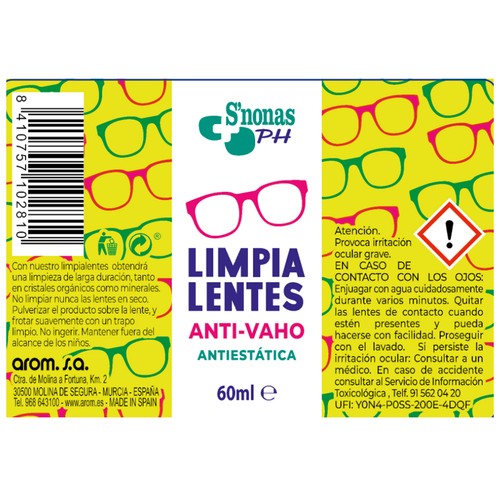 S´NONAS Spray limpiador de gafas, con acción antivaho S NONAS 60 ml
