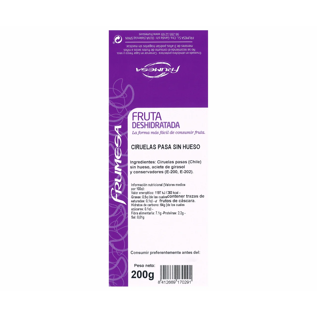 Ciruelas sin hueso 200 g.