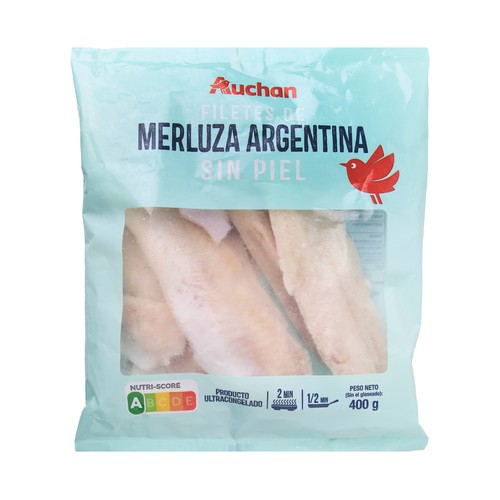 AUCHAN Filete de merluza argentina sin piel 400 g Producto Alcampo.