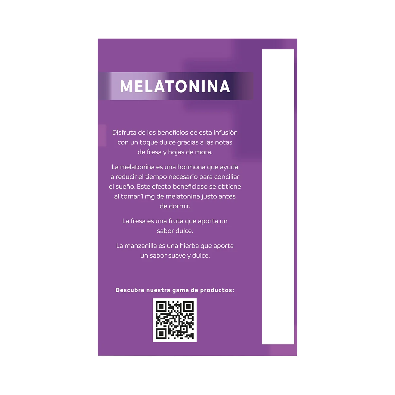 Bienestar+ Infusión sin teina de manzanilla, melisa, pasiflora, fresa y melatonia 15 uds.