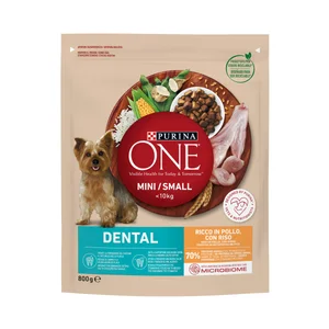 PURINA ONE Mini Comida para perros de reza pequeña, especial cuidado dental, a base de pollo 800 g.