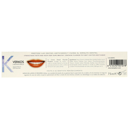 KEMPHOR Pasta de dientes , protege las encías y refuerza el esmalte dental KEMPHOR 75 ml.