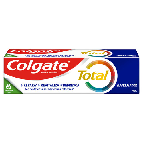 COLGATE Pasta de dientes con protección 8 en 1 y acción blanqueante COLGATE Total blanqueador 75 ml.