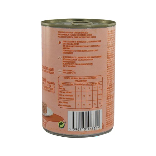 PRODUCTO ALCAMPO Alimento para gato de paté de atún 400 g.