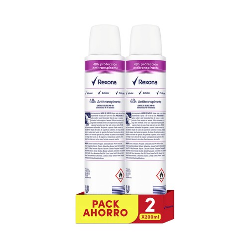 REXONA Invisible B&W Desodorante en spray para mujer antitranspirante hasta 48 horas 2 x 200 ml.