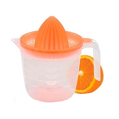 Exprimidor jara de plástico con tapa naranja, 0,6 litros, METALTEX.