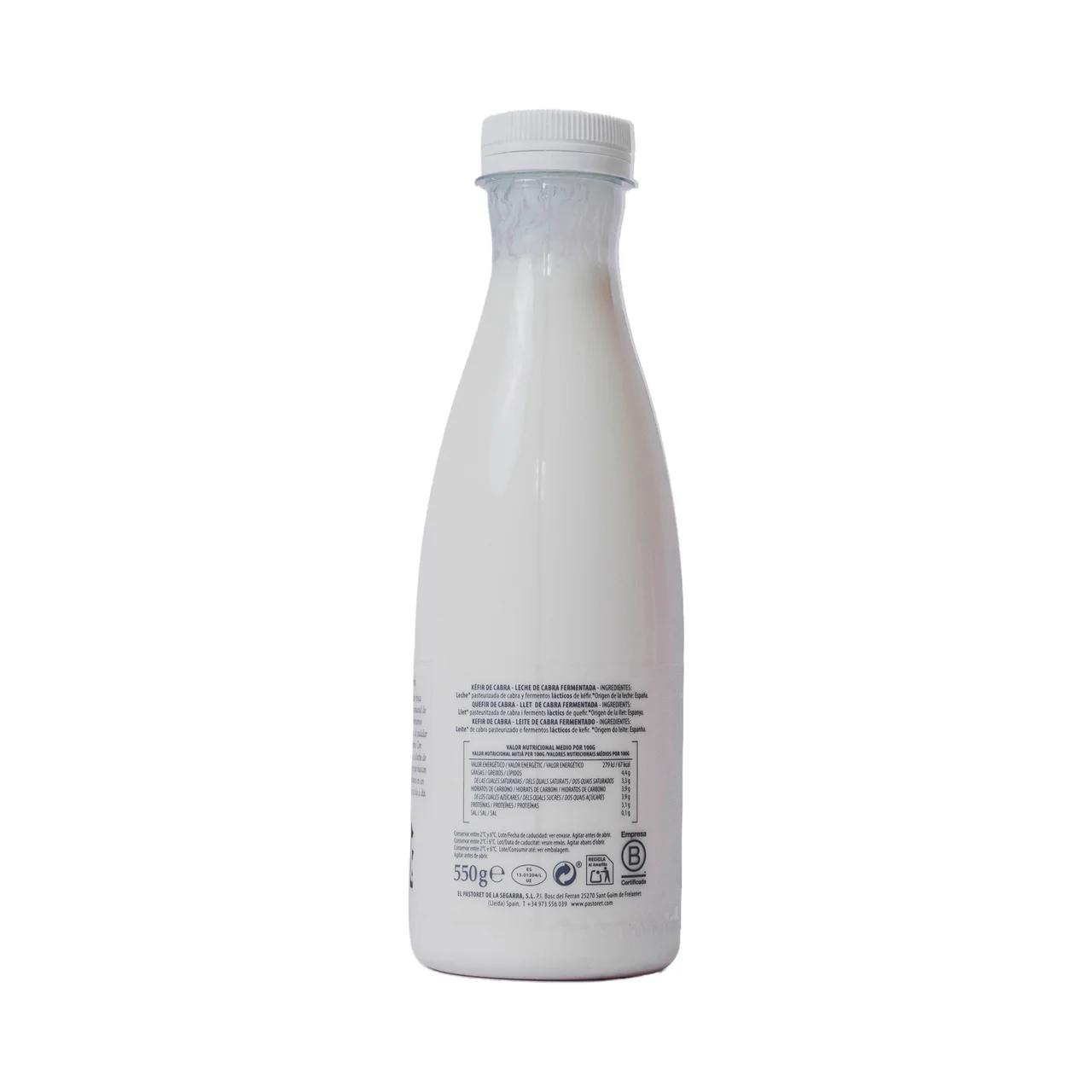 Kéfir líquido natural con leche fresca de cabra 550 ml.