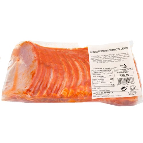 EMBUTIDOS DEL CENTRO Fiambre de lomo adobado de cerdo paquete de 800 g.