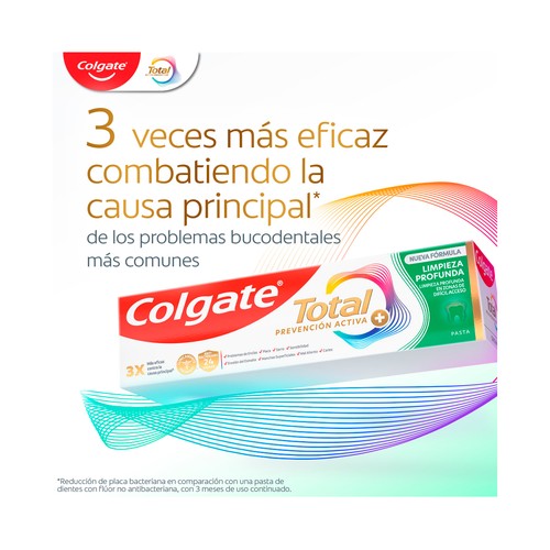 COLGATE Total prevención activa + Pasta de dientes para una limpieza profunda 75 ml.