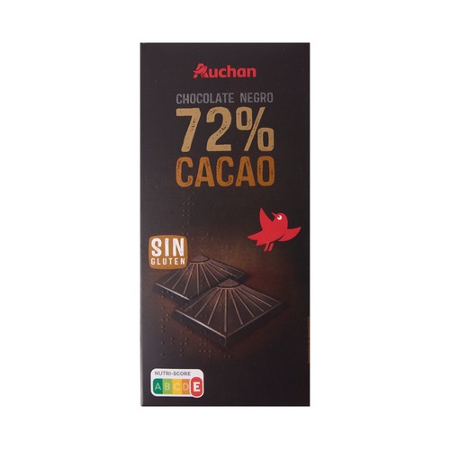 Tableta de chocolate negro 72 % cacao PRODUCTO ALCAMPO 100 g.
