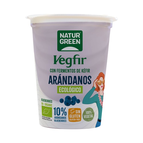 NATUR GREEN Vegfir con fermentos de kéfir con arándanos ecológicos 400 g.