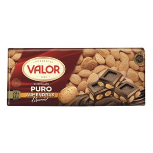 Imagen de VALOR Chocolate puro negro con almendras 250 g.