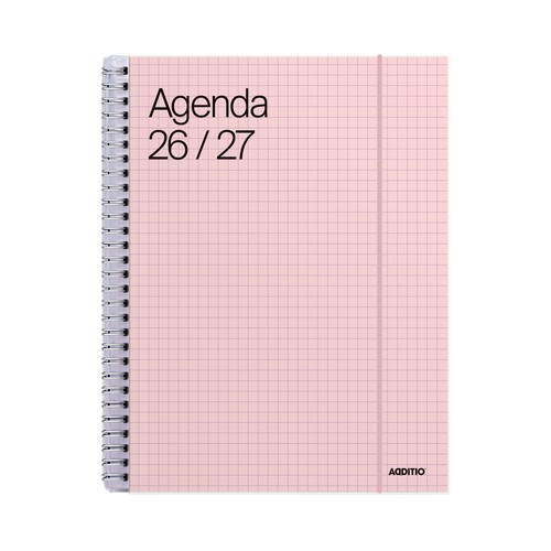 Agenda escolar 26-27 tamaño A5 semana vista color rosa. ADDITIO