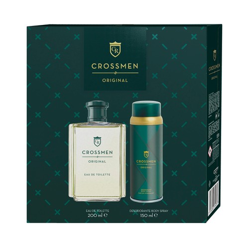 CROSSMEN Original Estuche regalo para hombre con colonia (200 ml) y desodorante spray (150 ml).