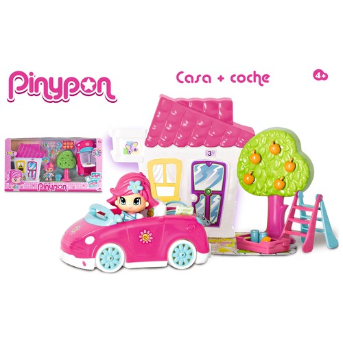 Escenario de juego Casa y coche con 1 figura incluida, PINYPON.