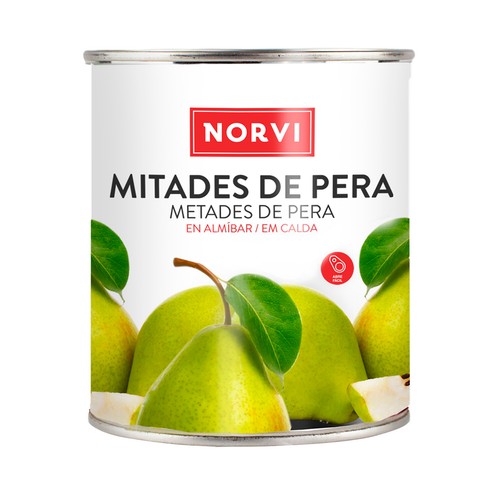 NORVI Peras en mitades en almibar 460 g.