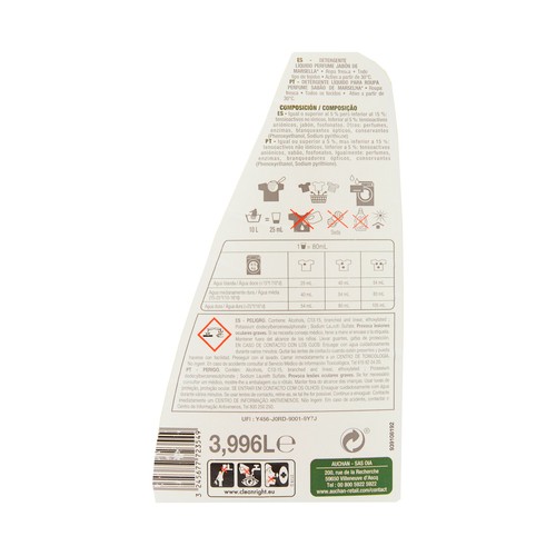 PRODUCTO ALCAMPO Detergente líquido Jabón de Marsella 74 ds. 4 l.