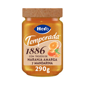 Imagen de HERO Temporada 1886 Mermelada extra con trozos de naranja amarga y mandarina de temporada  bote 290 g.