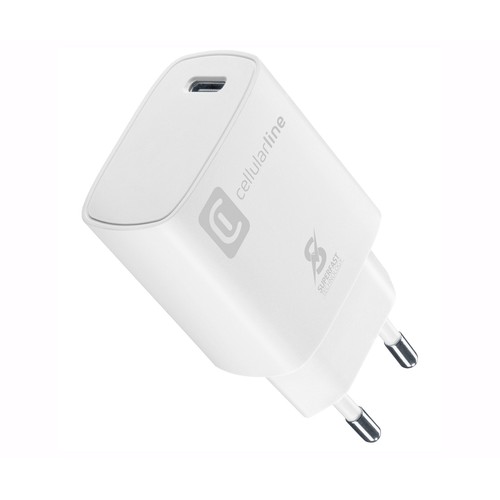 Cargador de casa CELULLARLINE ACHSMUSBCPD25WSMLW, 25W, color blanco