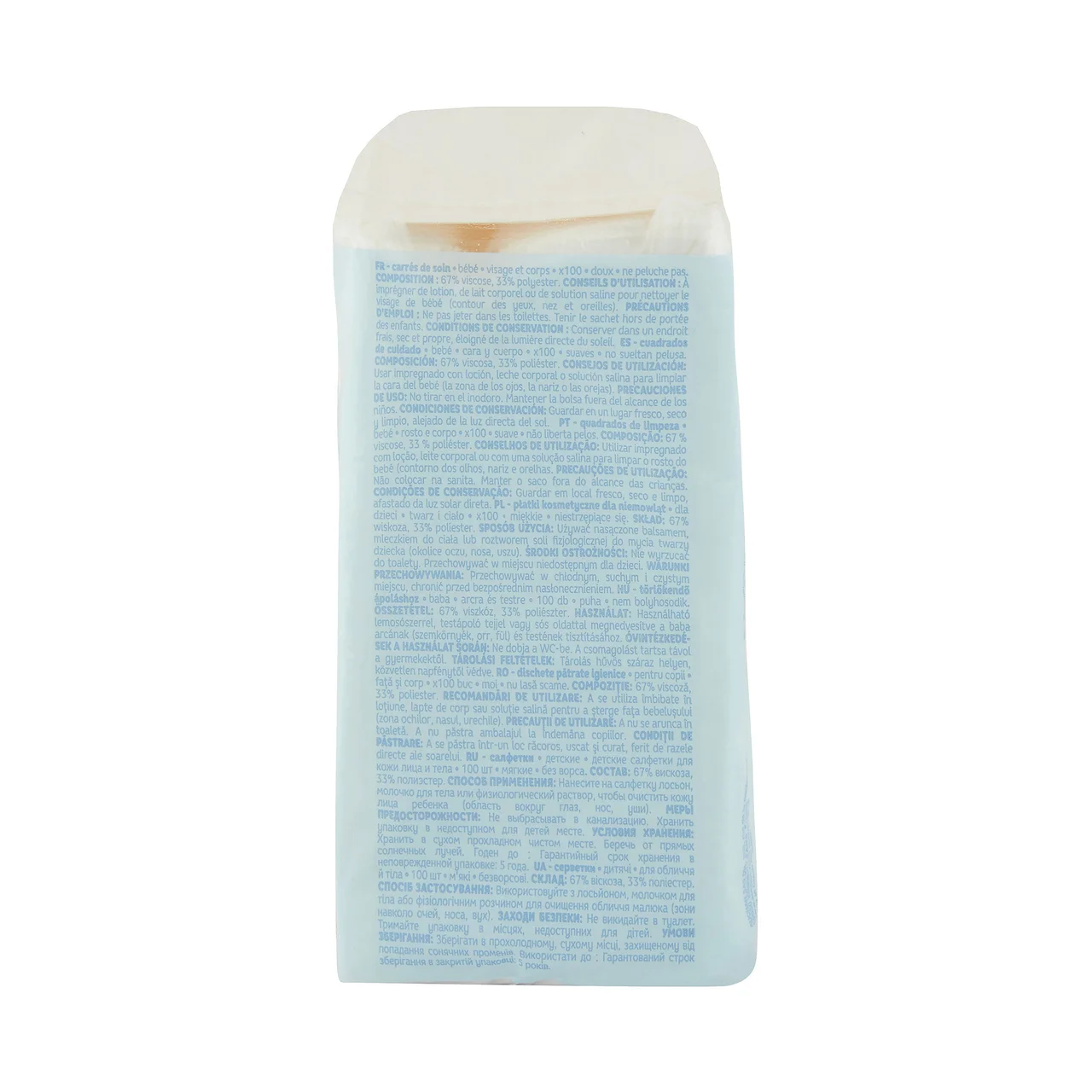 PRODUCTO ALCAMPO Baby Algodón cuadrado sin pelusas, para cara y cuerpo 100 uds.