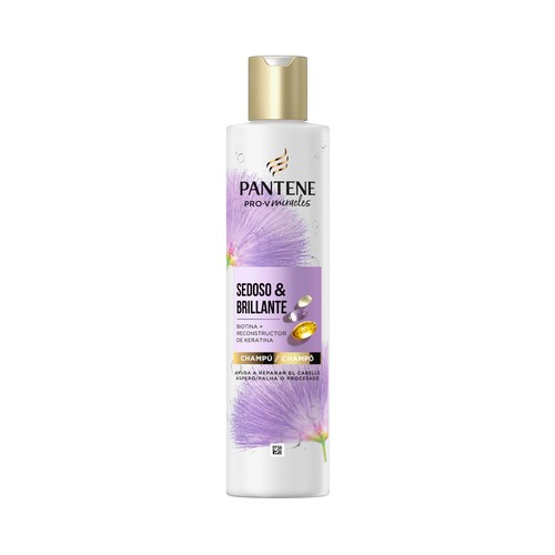 PANTENE Pro-v miracle sedoso y brillante Champú reparador para cabellos seocs, dañados o con mechas 250 ml.