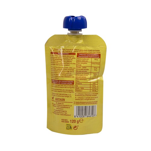ALCAMPO BABY Bolsita de frutas con galletas maría ALCAMPO BABY 120 g.