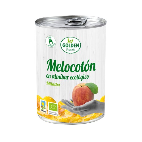 Melocotón en almíbar ecológico, mitades GOLDEN 240 g.
